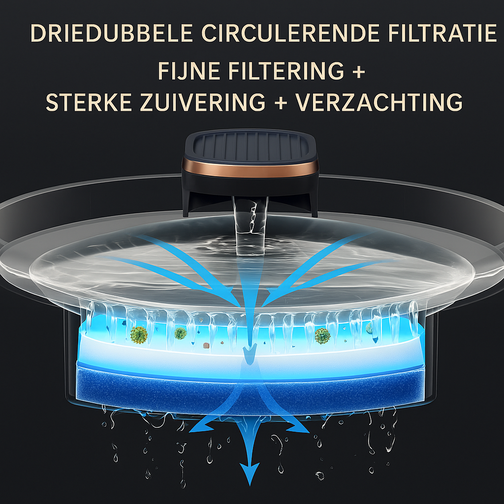 Automatische waterfontein met filter