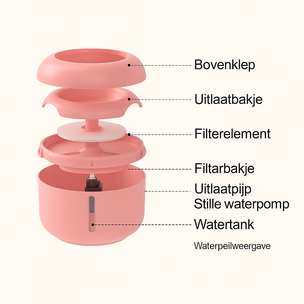 Waterfontein inclusief filters in verschillende kleuren