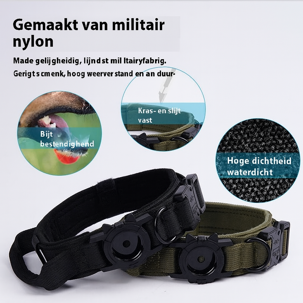 Trainingshalsband gemaakt van militair nylon voorzien voor Airtag