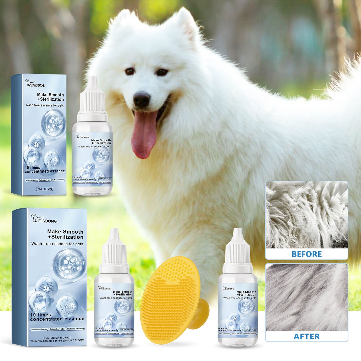 ACTIE flesje vachtverfrissende shampoodruppels + GRATIS KAM